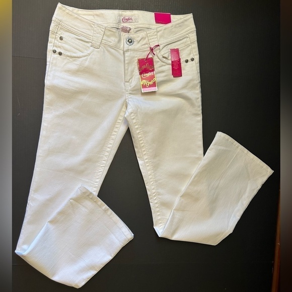 Candie’s white boot cut jeans with embroidered pockets NWT Sz-9 U19 - Picture 4 of 8